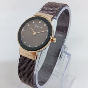 Bering 10124-265 Women's 24mm Stainless Steel Brown Milanese Mesh Watch